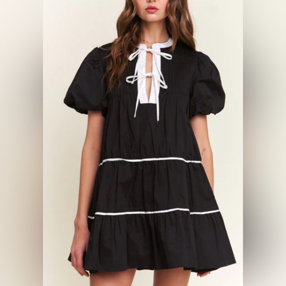 Black and White Tiered Ruffled Mini Sundress size m